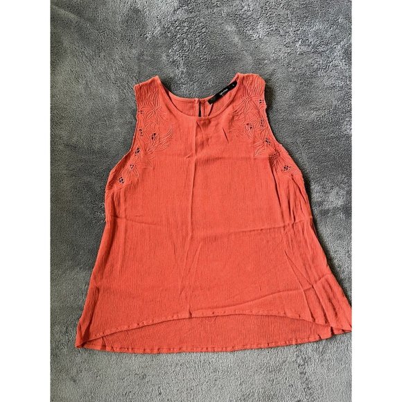 Fun 2 Fun Stitch Fix Orange Floral Detailed 100% Rayon Sleeveless Blouse Large - Picture 1 of 9